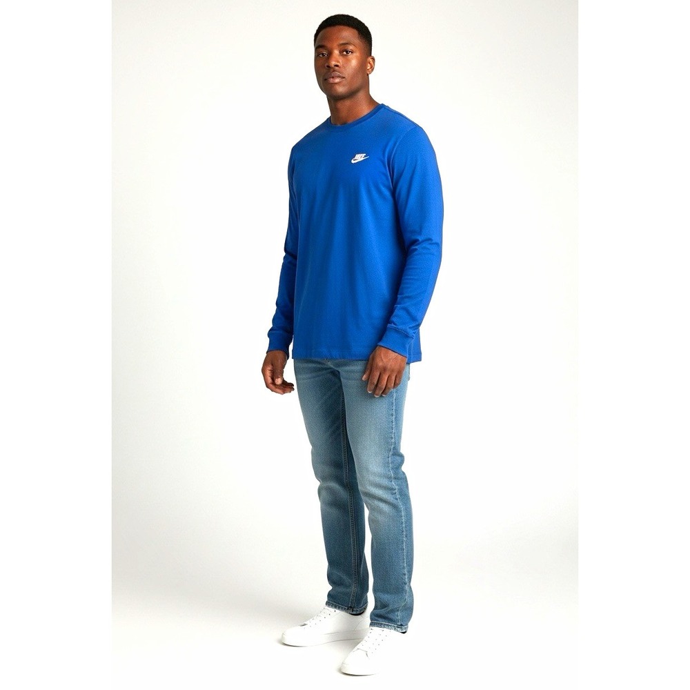 Nike Mens Nike Sportswear T-Shirt XL Blue Long Sleeve Crew Neck Cotton Logo